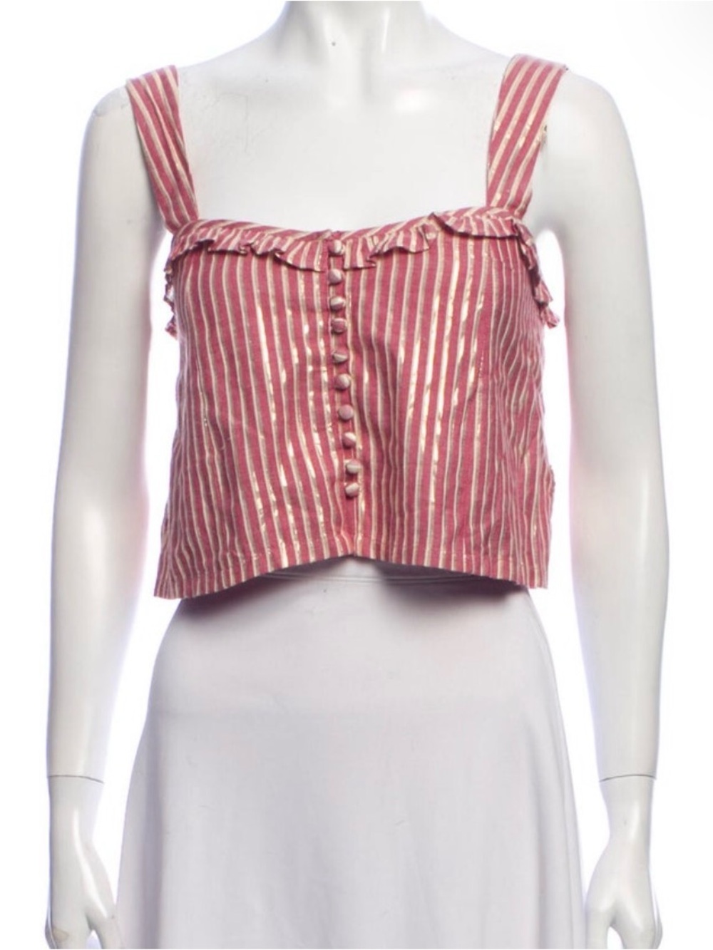 Tularosa Striped Square Neckline Crop Top